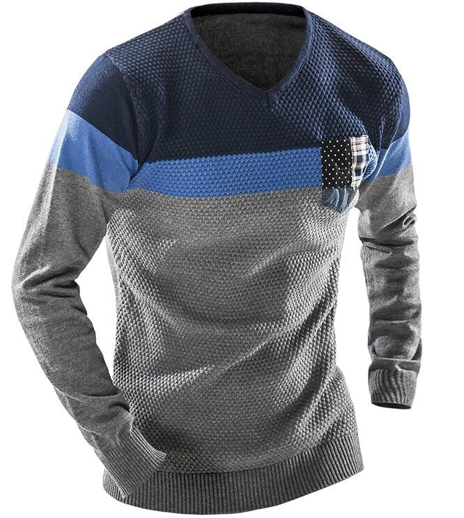 Men V-neck Stylish Mixed-Colours Sweater - The Perfect Cardigans