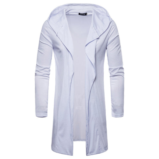 Men Long Hooded Cardigan Coat