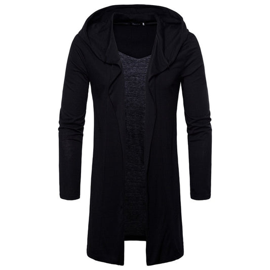 Men Long Hooded Cardigan Coat