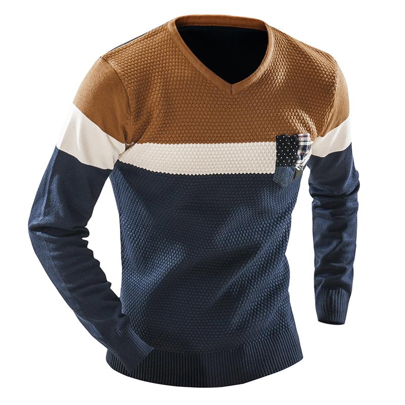 Men V-neck Stylish Mixed-Colours Sweater - The Perfect Cardigans