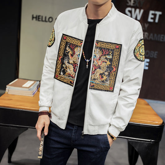 Chinese Long Pao Pattern Bomber Jacket - The Perfect Cardigans