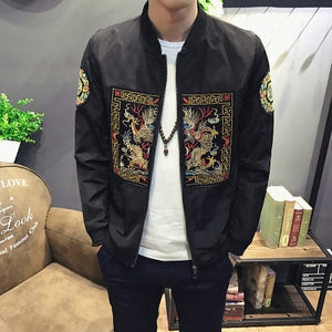 Chinese Long Pao Pattern Bomber Jacket - The Perfect Cardigans